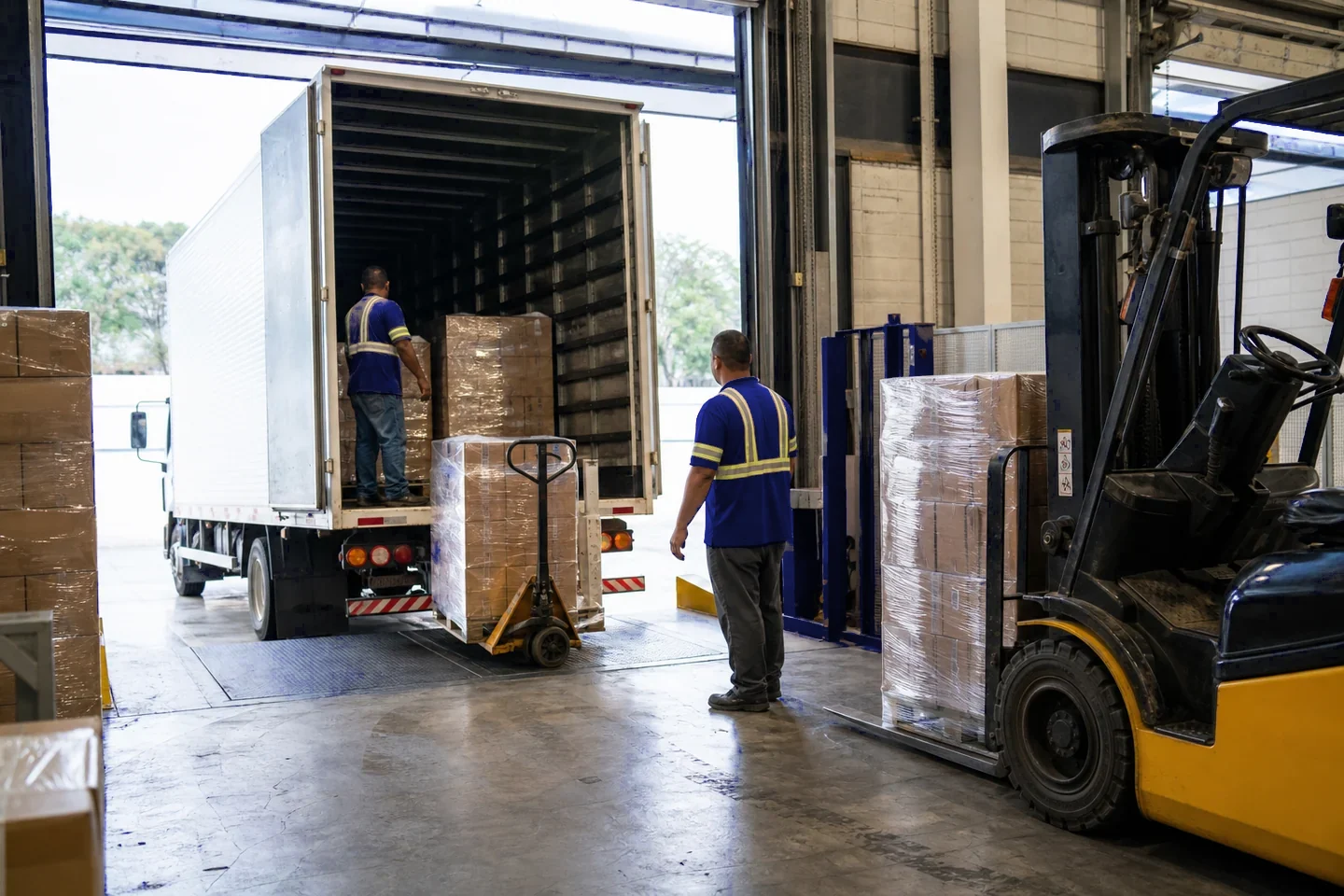 Operação de transferência de cargas em doca de distribuição