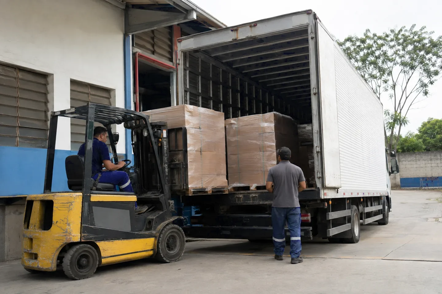 Recebimento de carga paletizada em uma operação entre empresas
